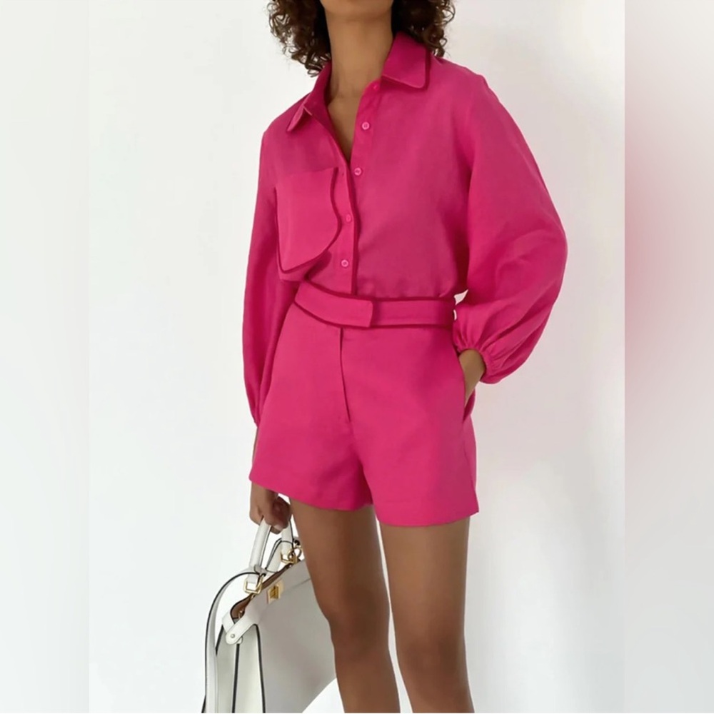Commense Cotton & Linen Two Piece Shorts Set